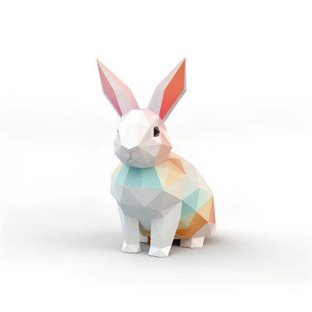 polygonal easter bunny isolated on white background, vector illustrationの素材