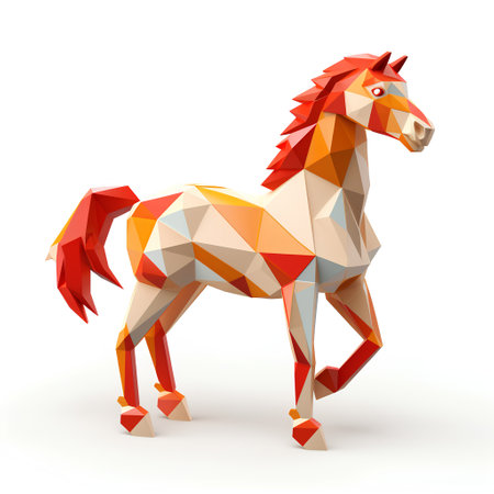 Horse isolated on white background. Polygonal vector illustration.の素材