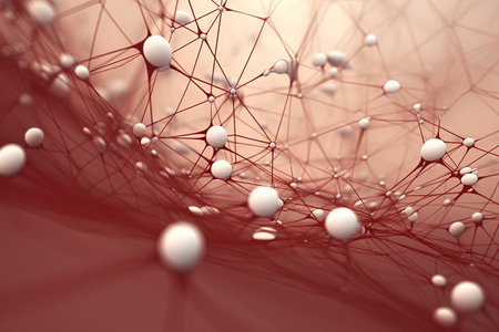 3d rendering of abstract technology background with connecting dots and lines.の素材