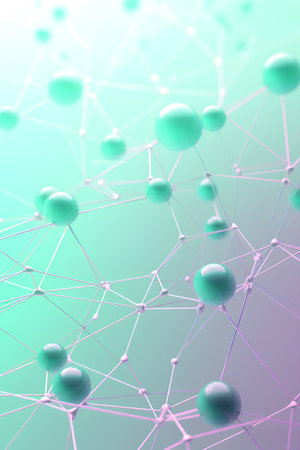 Molecule structure with connected lines and dots. 3d renderingの素材