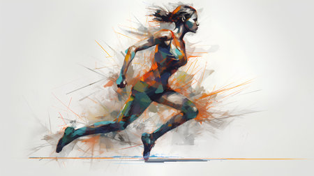 Running woman. Artistic vector illustration of a sportswoman.の素材
