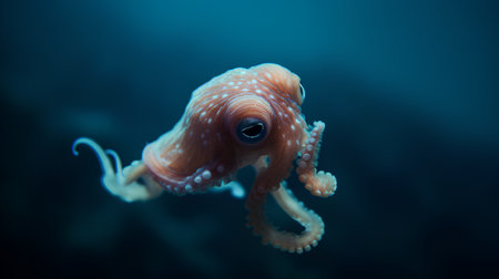 Octopus in the deep blue sea. Close-up of a common octopus.の素材