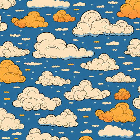 Seamless pattern with clouds. Vector illustration in cartoon style.の素材