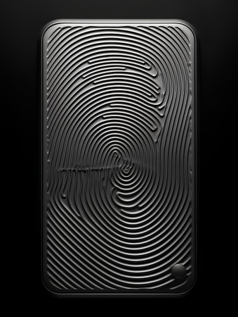 Fingerprint on black background. 3d rendering. Computer digital drawing.の素材