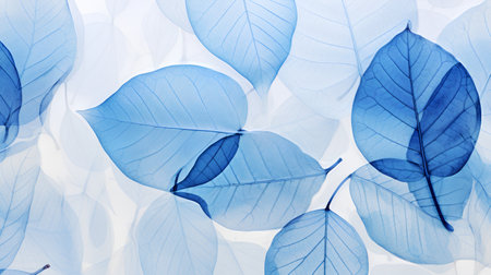 Blue leaves background. Floral seamless pattern with leaves. Nature wallpaper.の素材