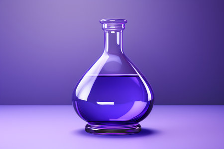 3d render of a glass decanter on purple background.の素材