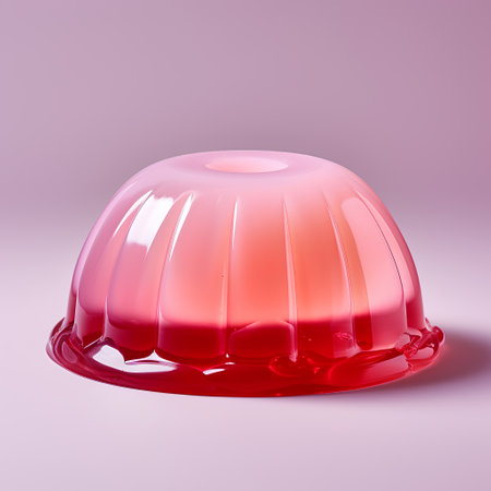Jelly pudding isolated on pink background. 3d render illustration.の素材