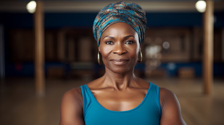 Portrait of a beautiful african american woman wearing turbanの素材