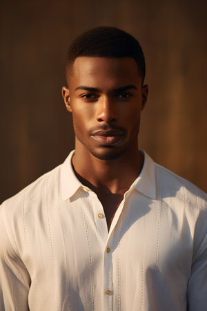 Handsome african american young man in white shirt. Fashion portrait.の素材