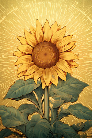 Sunflower on grunge background. Vector illustration. EPS10.の素材