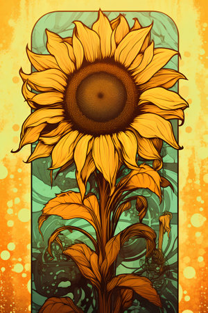 Grunge background with sunflower. Hand-drawn vector illustration.の素材