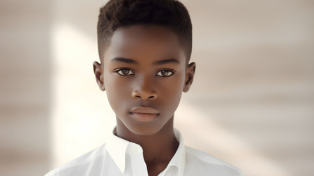 Portrait of a beautiful african american woman in white shirtの素材