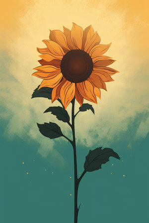 Sunflower on grunge background. Vector illustration for your design.の素材