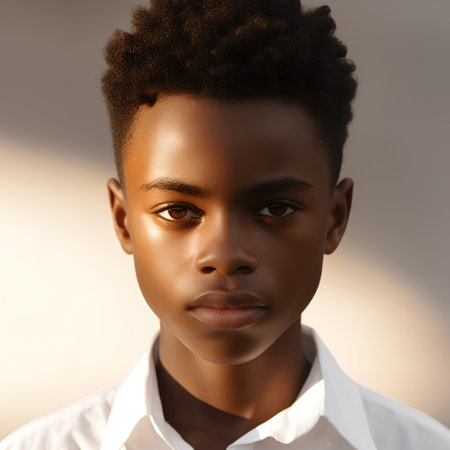 Young african american woman with afro hairstyle and white shirtの素材