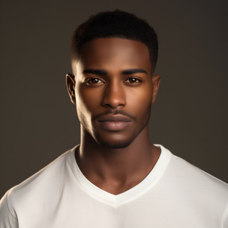 Portrait of handsome african american man in white t-shirt.の素材