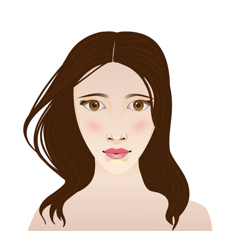Vector girl with long dark hairのイラスト素材