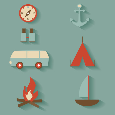 Set of flat abstract tourism iconsのイラスト素材