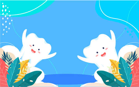 International Love Tooth Day Brushing Illustration Dental Health Oral Cleaning Poster ä¸­æç¿»è¯:å½éç±çæ¥のイラスト素材