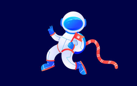 Space astronaut science fiction future illustration night planet technology posterのイラスト素材