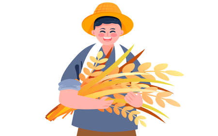 Autumn grain harvest illustration farm farmers harvest crops posterのイラスト素材