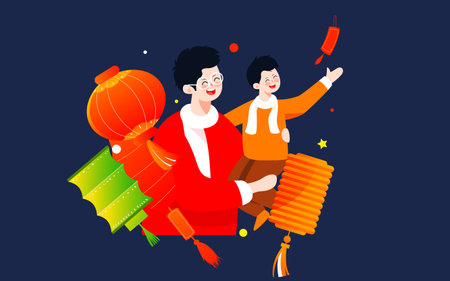 Lantern Festival Lantern Festival Guessing Lantern Riddle Illustration Traditional Holiday Lantern Festival Posterのイラスト素材
