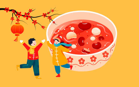 Laba Congee Food Festival Illustration Spring Festival New Year New Year Festive Posterのイラスト素材