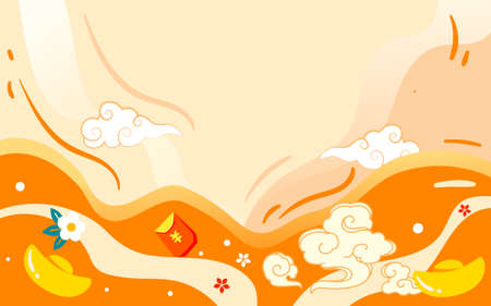 2022 chinese new year, lantern background illustration, year of the tiger new year festive posterのイラスト素材