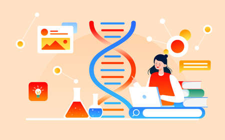 Gene science medical technology illustration medical research drug health posterのイラスト素材
