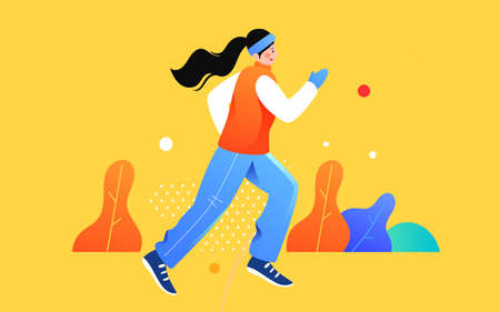 Winter character running sport illustration winter weight loss fitness sprint posterのイラスト素材