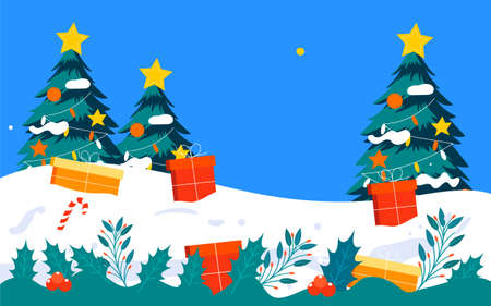 Christmas gift cartoon background poster snowman crystal ball decoration illustrationのイラスト素材
