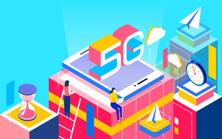 technology isometric security illustration ,financial business character posterのイラスト素材
