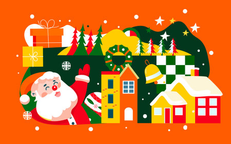 Christmas gift illustration winter heavy snow winter solstice snowman outdoor posterのイラスト素材