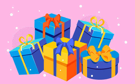 Christmas gift gift box background illustration winter snowman event poster