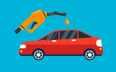 Car refueling service illustration gas station repair and maintenance background posterのイラスト素材