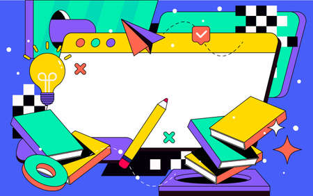 Online education learning reading illustration world reading day event posterのイラスト素材