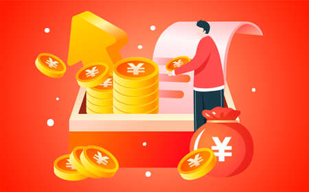 Internet finance financial investment illustration business character savings posterのイラスト素材