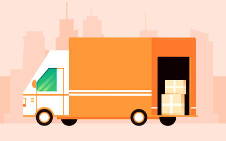 Express logistics parcel signing character illustration logistics transportation event posterのイラスト素材