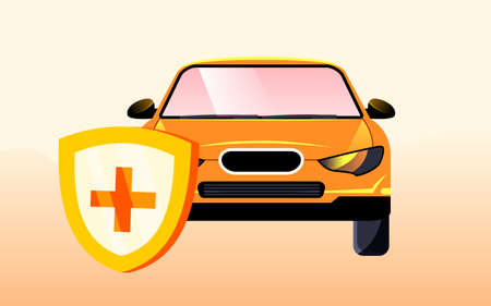 Car auto insurance gift box illustration vehicle traffic safety travel travel posterのイラスト素材