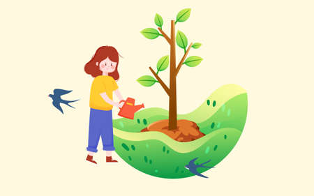 312 Arbor Day illustration to protect the natural environment and environmental protection activity posterのイラスト素材