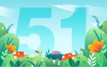 People of various professions gathered together with various plants in the background, vector illustrationのイラスト素材