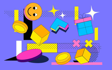 Memphis background, abstract background for e-commerce promotion, vector illustrationのイラスト素材