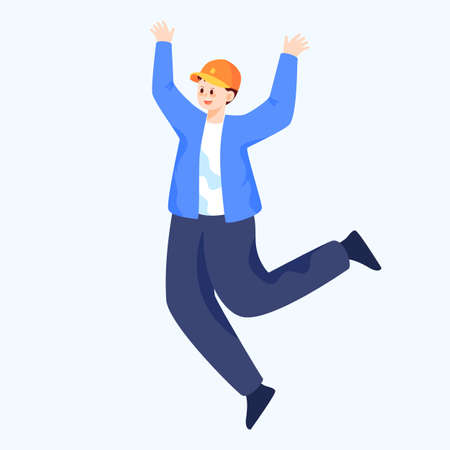 Young people are jumping, May 4th youth festival characters vector illustrationのイラスト素材