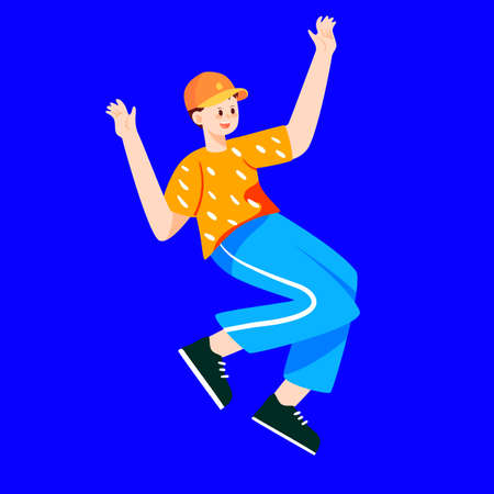 Young people are jumping, May 4th youth festival characters vector illustrationのイラスト素材