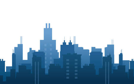 City buildings silhouette, landmark business center, vector illustrationのイラスト素材