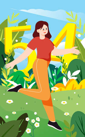May 4th Youth Day, people jumping with joy, vector illustrationのイラスト素材