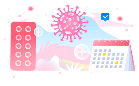 Doctor is fighting virus, caring for women's health, vector illustrationのイラスト素材