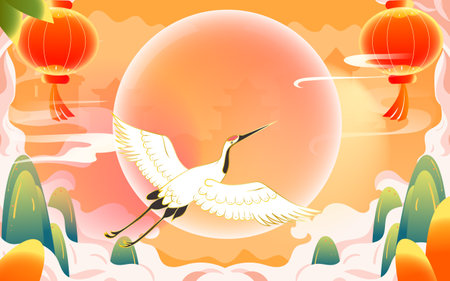 Tanabata festival, Cowherd and Weaver Girl meet on the bridge of magpies, traditional festival, vector illustrationのイラスト素材