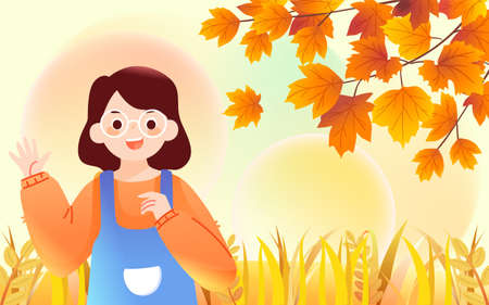 Beginning of autumn festival, autumn maple leaves fall down, vector illustrationのイラスト素材