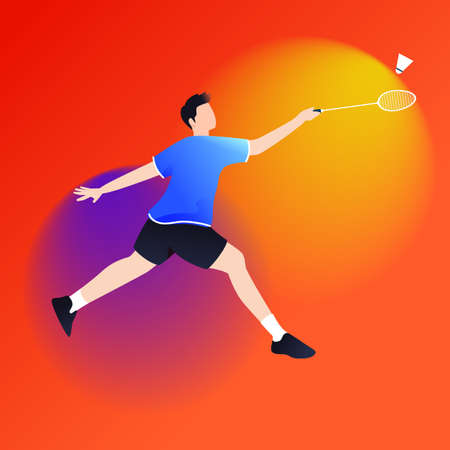 People are playing badminton in a match, people are exercising, vector illustrationのイラスト素材