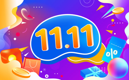 Double eleven, double twelve, e-commerce promotion background, vector illustrationのイラスト素材